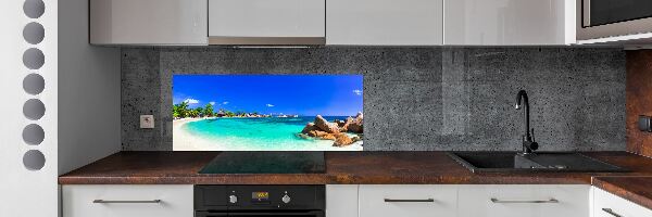Glazen achterwand keuken Strand op de Seychellen