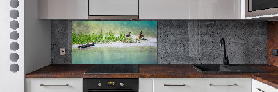 Glazen achterwand keuken Eenden bij het water