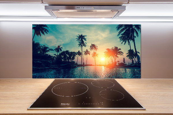Spatscherm keuken Palm Sunset