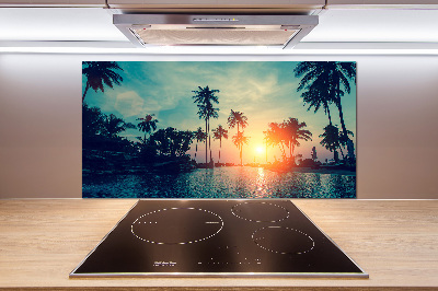 Spatscherm keuken Palm Sunset