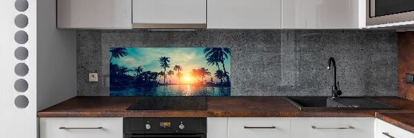 Spatscherm keuken Palm Sunset