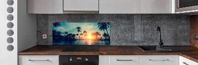 Spatscherm keuken Palm Sunset