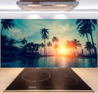 Spatscherm keuken Palm Sunset