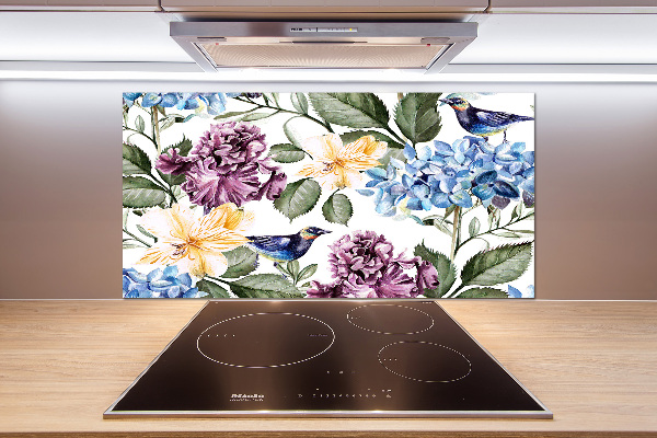 Keuken achterwand Bloemen en vogels