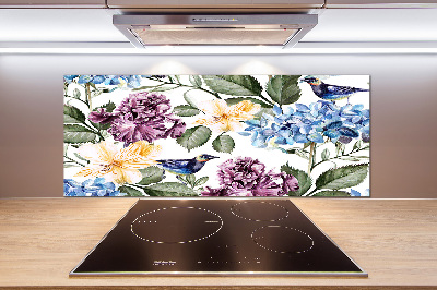 Keuken achterwand Bloemen en vogels