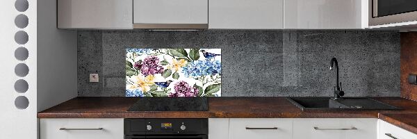 Keuken achterwand Bloemen en vogels