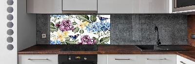 Keuken achterwand Bloemen en vogels