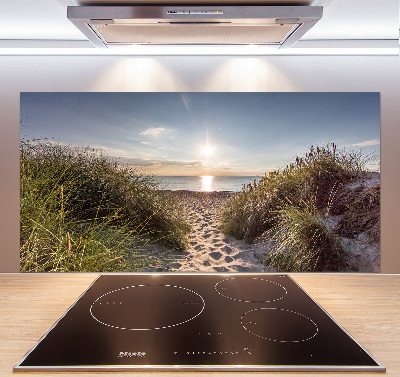 Glazen achterwand keuken duinen aan zee