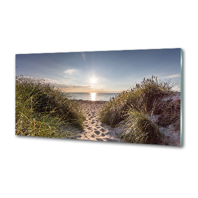 Glazen achterwand keuken duinen aan zee