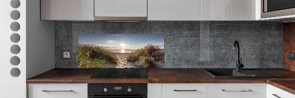 Glazen achterwand keuken duinen aan zee