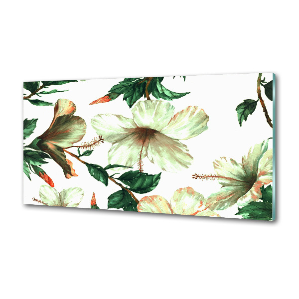 Spatscherm keuken Hibiscusbloemen