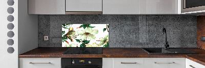 Spatscherm keuken Hibiscusbloemen