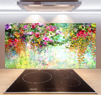 Achterwand keuken Veelkleurige bloemen