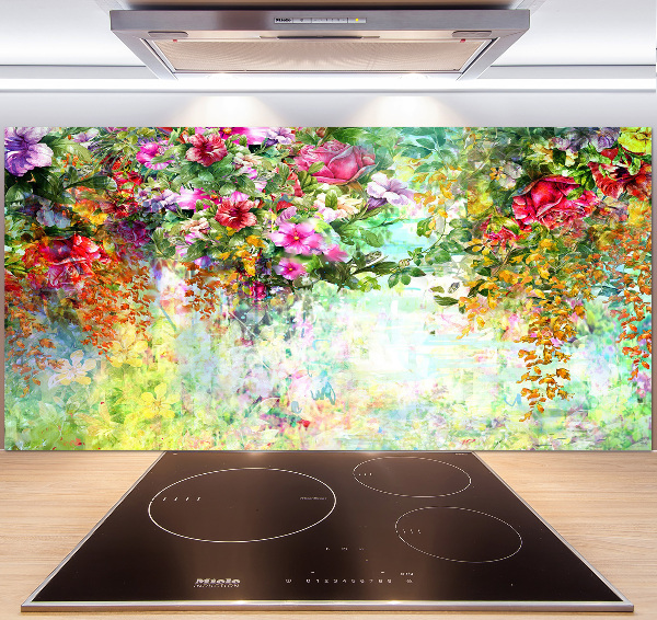 Achterwand keuken Veelkleurige bloemen
