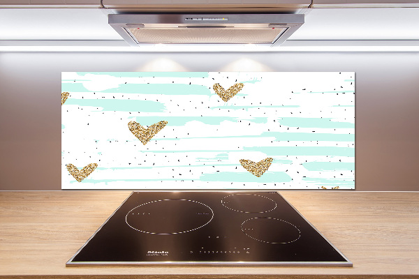 Spatscherm keuken Achtergrond met gouden hartjes