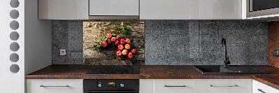 Glazen achterwand keuken Appels op tafel