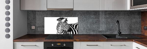Glazen achterwand keuken Zebra in de sneeuw