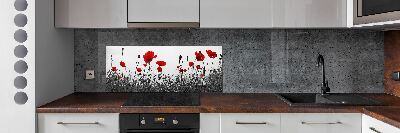 Spatplaat keuken Klaprozen