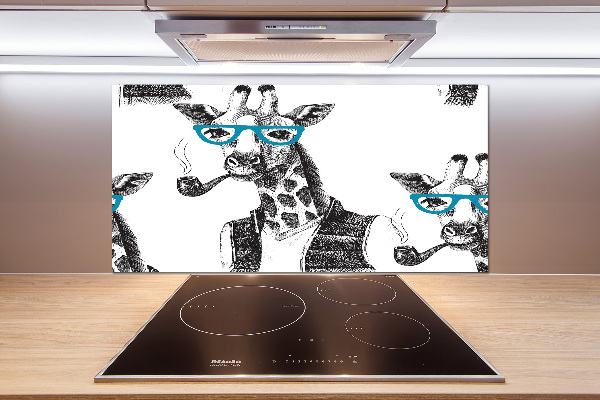 Glazen achterwand keuken Giraffe met bril