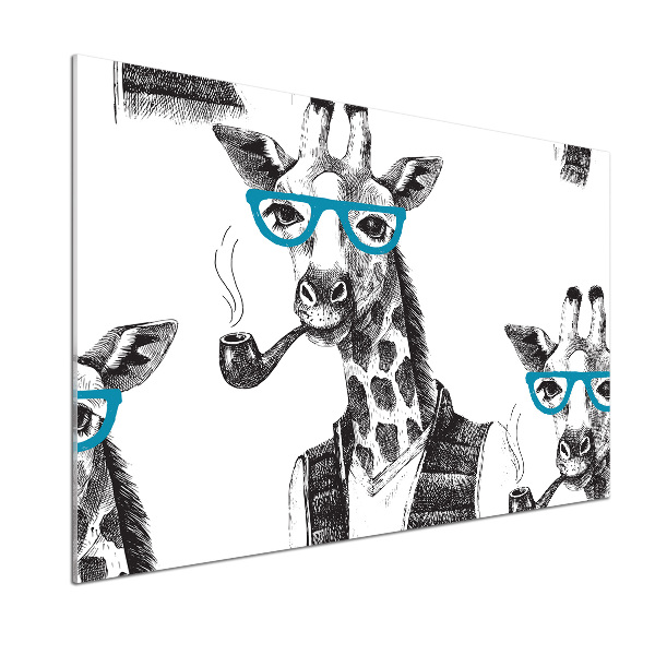 Glazen achterwand keuken Giraffe met bril