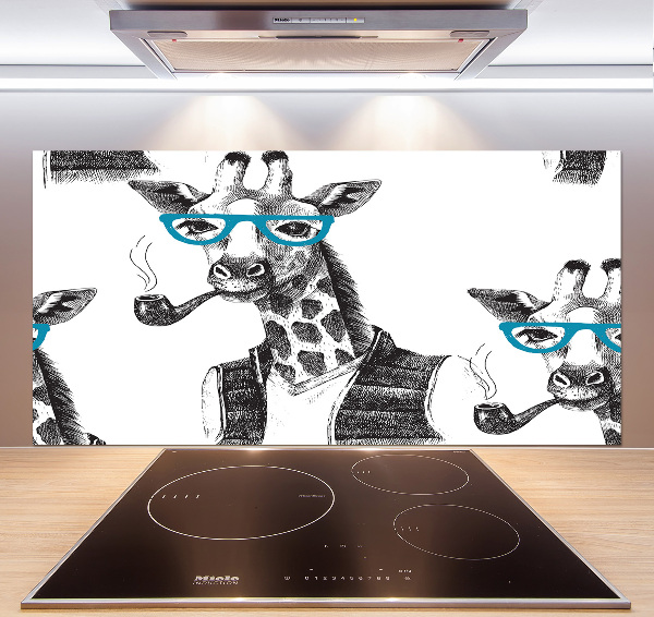 Glazen achterwand keuken Giraffe met bril