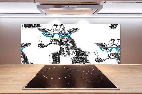 Glazen achterwand keuken Giraffe met bril