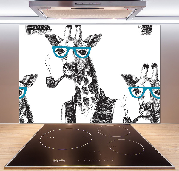 Glazen achterwand keuken Giraffe met bril