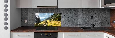 Spatscherm keuken De herfst in de bergen