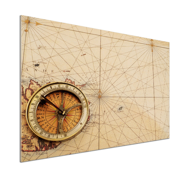 Glazen achterwand keuken Kompas op de kaart