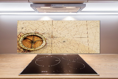 Glazen achterwand keuken Kompas op de kaart