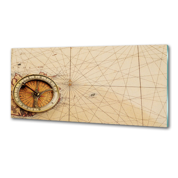 Glazen achterwand keuken Kompas op de kaart