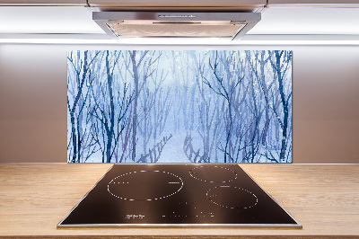 Glazen achterwand keuken Bos in de winter