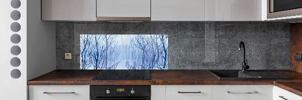 Glazen achterwand keuken Bos in de winter