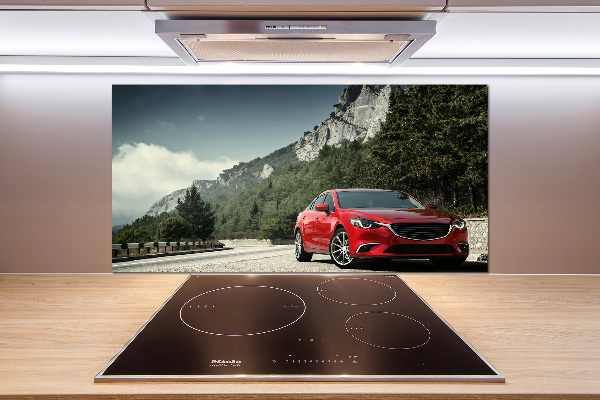 Glazen achterwand keuken Auto in de bergen