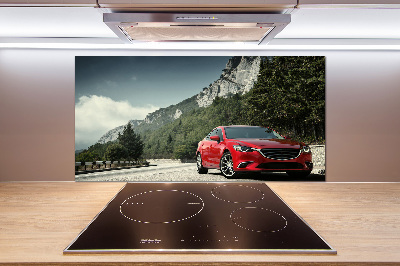 Glazen achterwand keuken Auto in de bergen