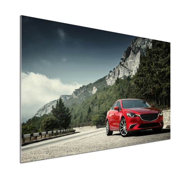 Glazen achterwand keuken Auto in de bergen