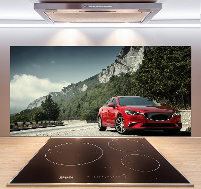 Glazen achterwand keuken Auto in de bergen