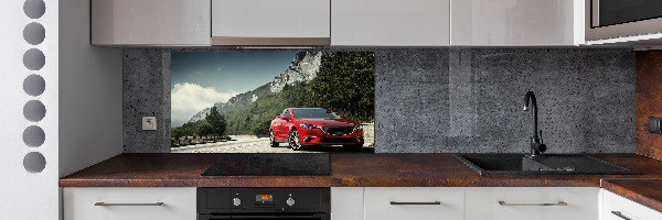 Glazen achterwand keuken Auto in de bergen