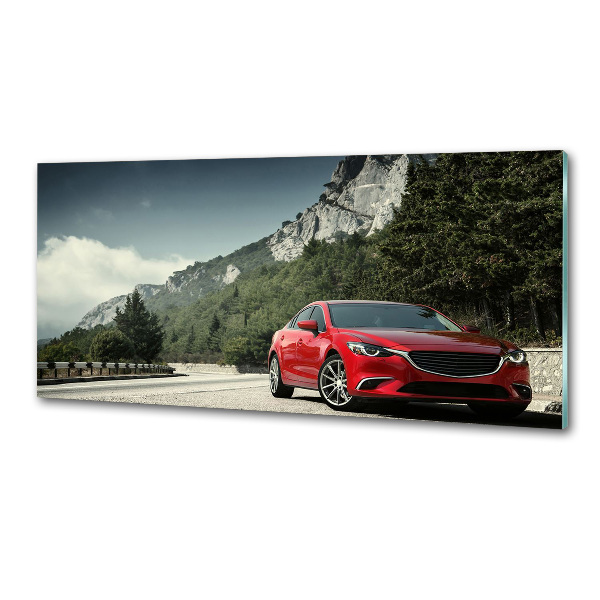 Glazen achterwand keuken Auto in de bergen