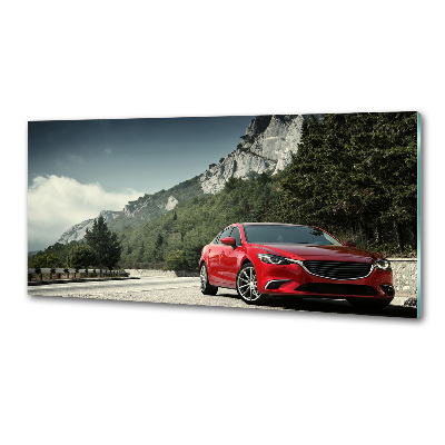 Glazen achterwand keuken Auto in de bergen