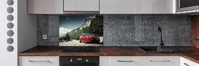 Glazen achterwand keuken Auto in de bergen