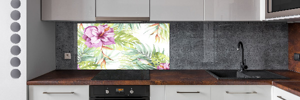 Spatplaat keuken Hawaiiaanse bloemen