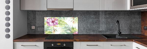 Spatplaat keuken Hawaiiaanse bloemen