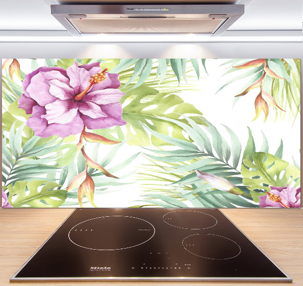 Spatplaat keuken Hawaiiaanse bloemen