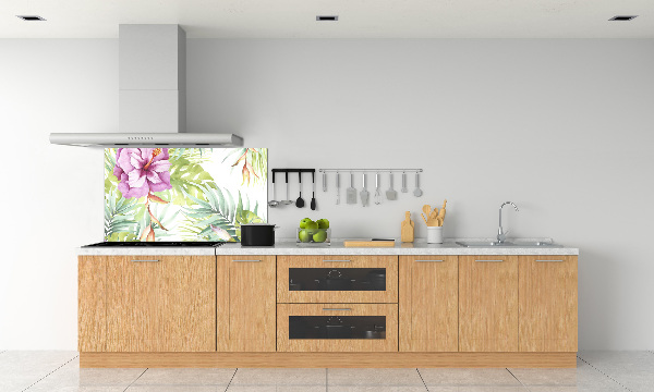 Spatplaat keuken Hawaiiaanse bloemen