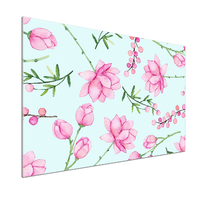 Glazen achterwand keuken Bloemen en bessen