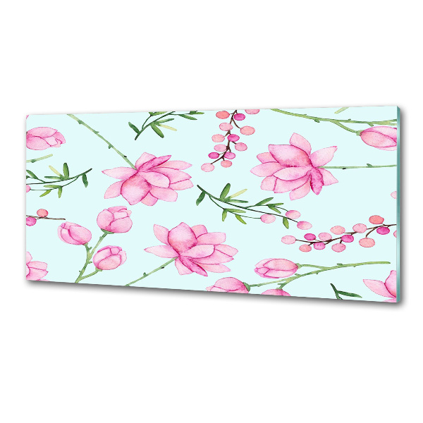 Glazen achterwand keuken Bloemen en bessen