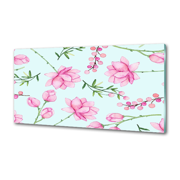 Glazen achterwand keuken Bloemen en bessen