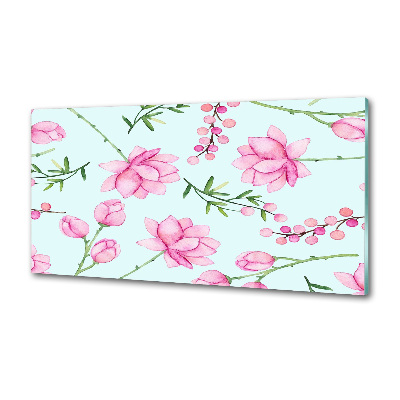 Glazen achterwand keuken Bloemen en bessen