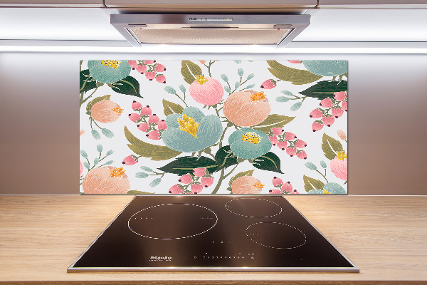 Achterwand keuken Bloemenpatroon